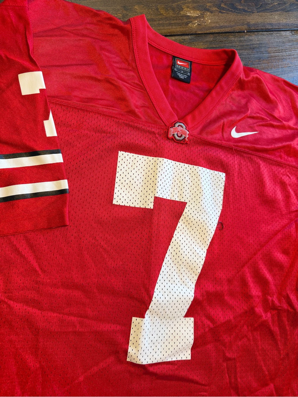 Vintage Ohio State Buckeyes Jersey Mens Large Red White #7 Nike Team Tag Y2k